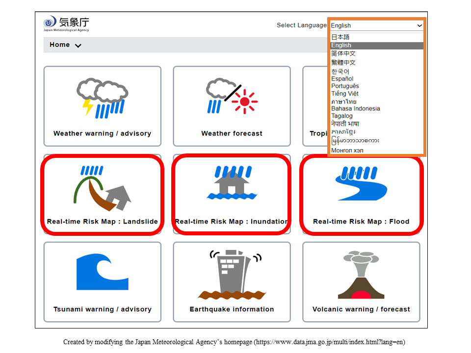 Japan Meteorological Agency website Real-time Risk Maps