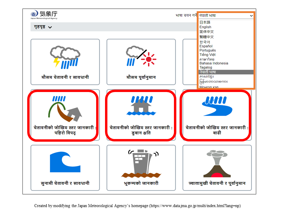 मौसम विज्ञान नियोगको Home Page चेतावनीको जोखिम स्तर जानकारी